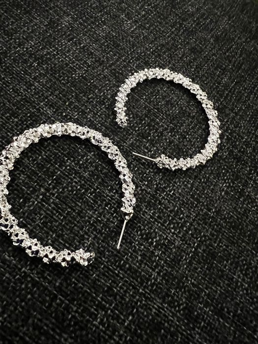 Модерни обеци с кристали, големи кръгли обеци, семпли обеци