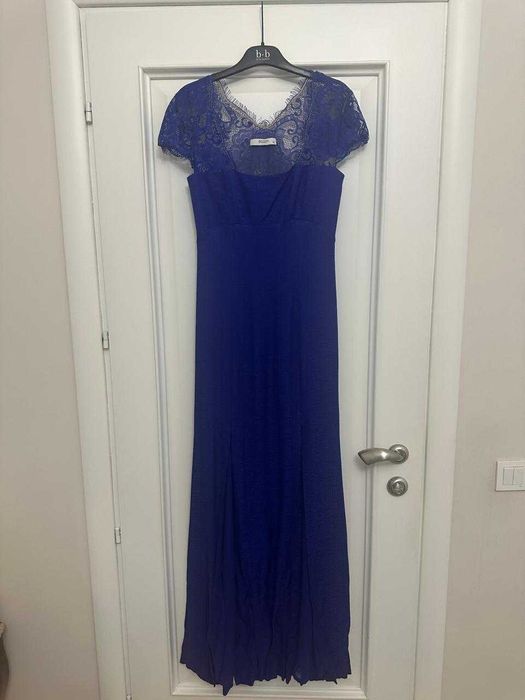 Платье вечернее синее с кружевом