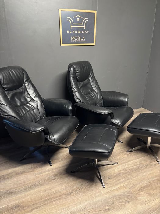 Set 2 scaune relax piele neagra