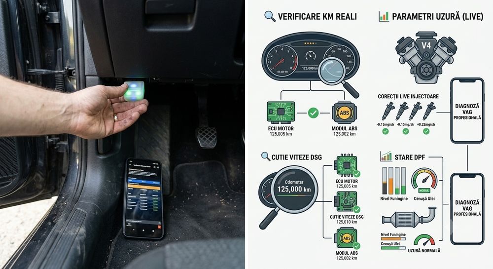 Diagnoză auto VAG • Verificare km reali (calculatoare), DPF și Injectoare