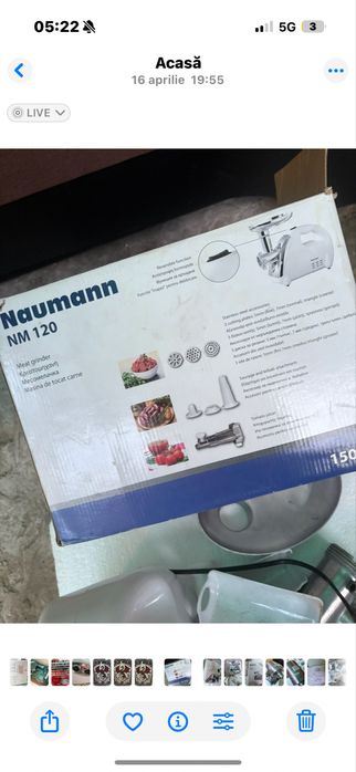 149 Lei  bucata Mașină de tocat carne electrică CMP0802 – 400W  Mașină de tocat carne Naumann NM 120 – 1500W
