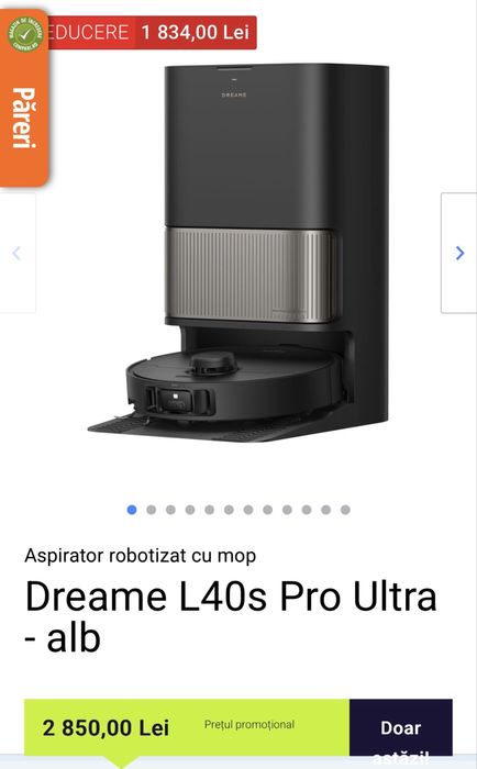 Robot dreame l40s ultra 19000pa cu mop nou sigilat