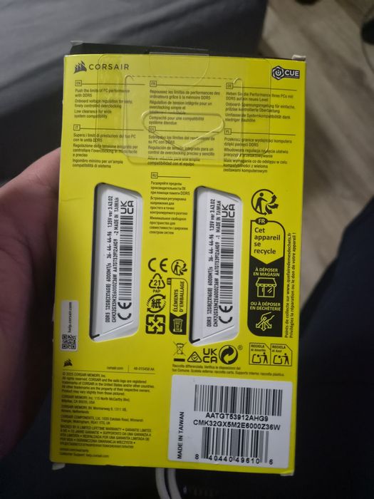 Ram 2x16 corsair ddr5 на 6000MHz