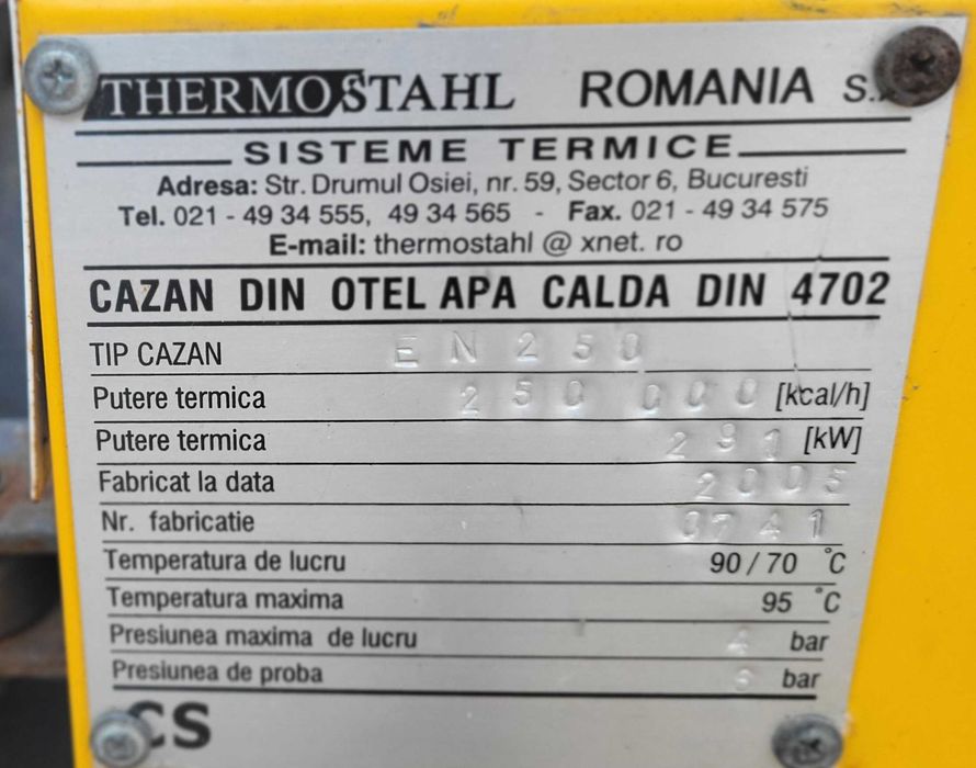Centrală termică pe gaz Cazan de oțel pentru apă caldă