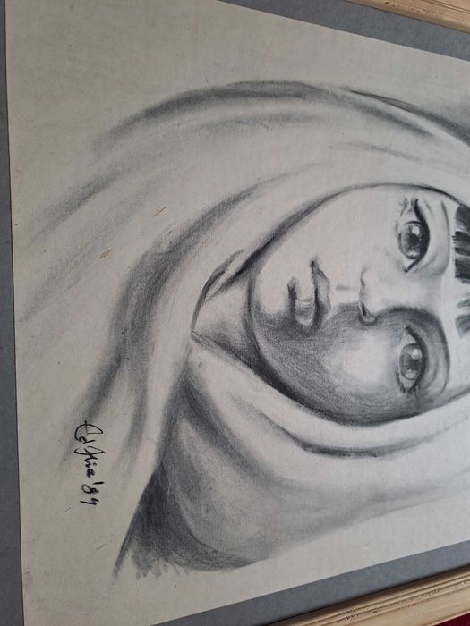 tablou desen in carbune semnat Ed Ilie