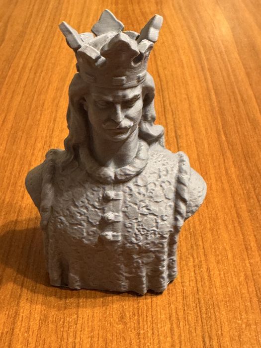 Bust Ștefan cel Mare – 10 cm, print 3D, gri mat