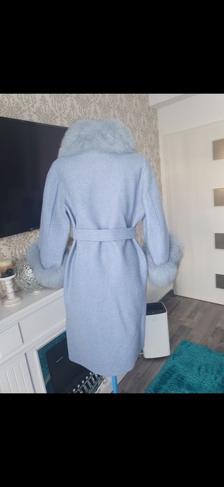 Palton alpaca si blana naturala vulpe, M