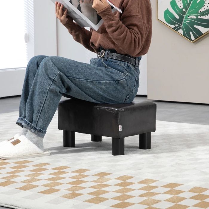 Табуретка за крака HOMCOM от изкуствена кожа, малка поставка за крака
