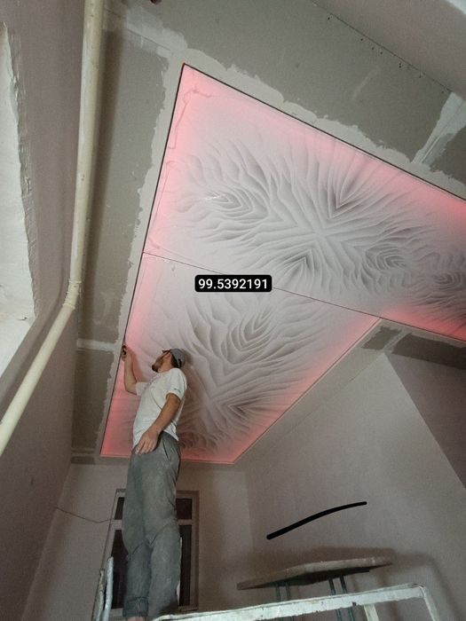 Установка натяжных потолков и фото обои (с 80 000 сум до 130 000 сум )