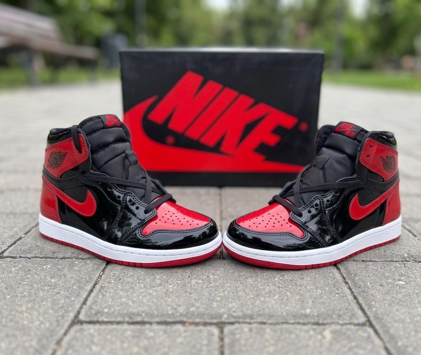Adidasi Jordan 1 High Patent Bred - Adidasi Fete Baieti