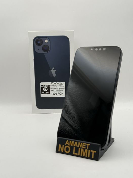 iPhone 13 Black 128GB Baterie 94% Garantie 12 Luni , AMANET NO LIMIT.