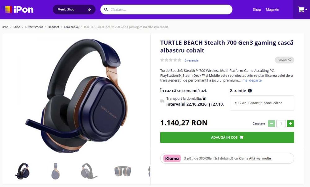 Casti Gaming Turtle Beach Stealth 700 GEN 3 Wireless Xbox/PlayStation/PC - Noi