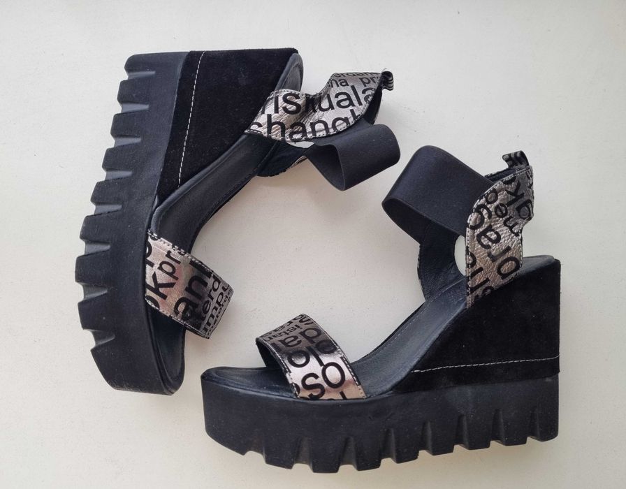 Черни сандали Bianki с платформа