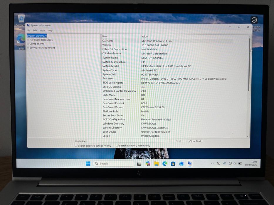 HP EliteBook 840 G11 - Intel Core Ultra 7 155U, 16GB RAM, display 14" FHD - stare impecabila