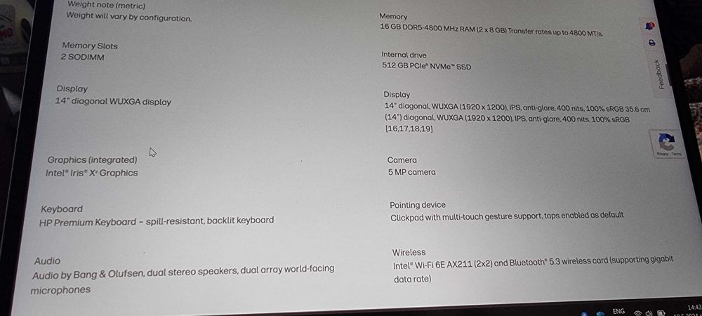 Лаптоп HP Elitebook 840 G9, i5-12gen,16gb ddr5, 512gb nvme