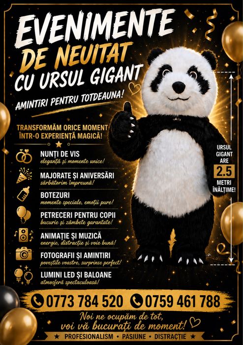 Cheama Ursul Gigant  la evenientul / petrecerea ta !
