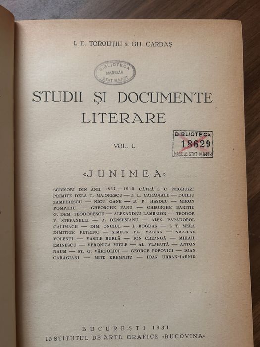Colectie 12 volume Studii si documente literare