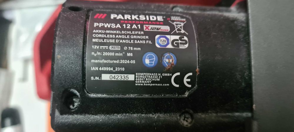 Мини ъглошлайф Parkside Performance PPWSA 12V A1