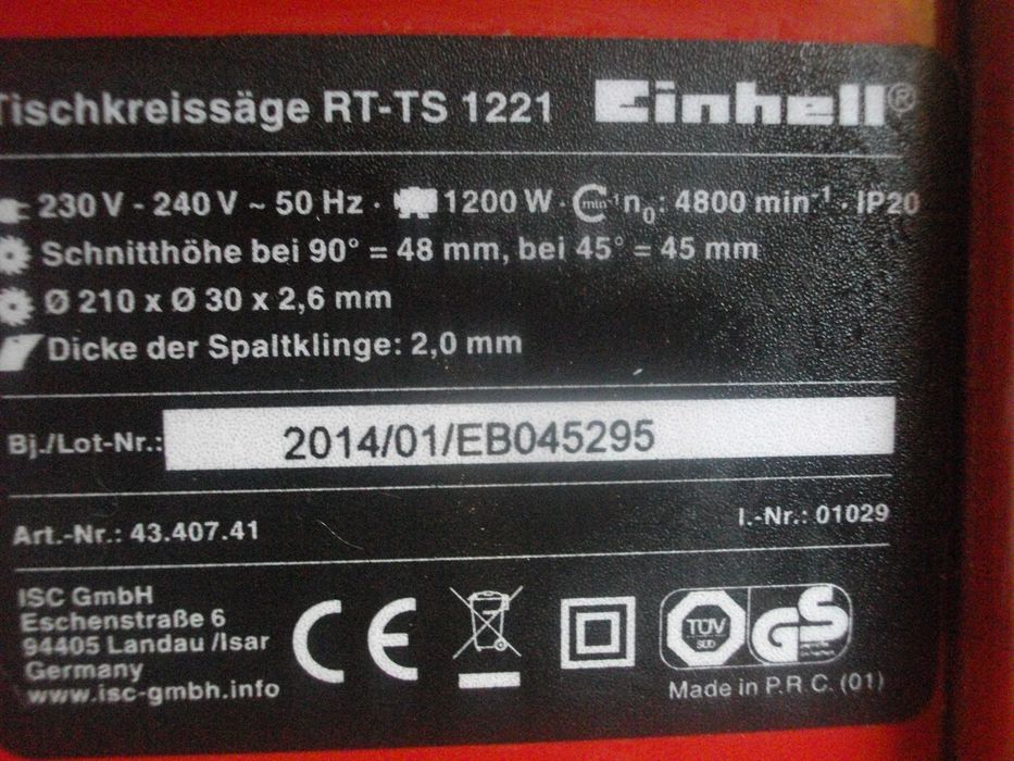 1200W Настолен Циркуляр Einhell/Ел.Машина Рязане Плочки Hanseatic 550W