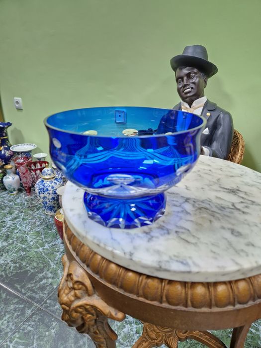 Рядка страхотна английска съветска кристална фруктиера купа