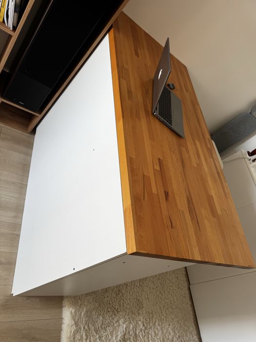 Insulă bucătărie/bar/birou cu blat stejar gros 4 cm, 160x80, 5 sertare