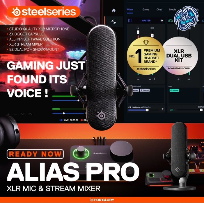 (2в1) Микрофон Steelseries ALIAS PRO XLR MIC & Stream MIXER СКИДКА