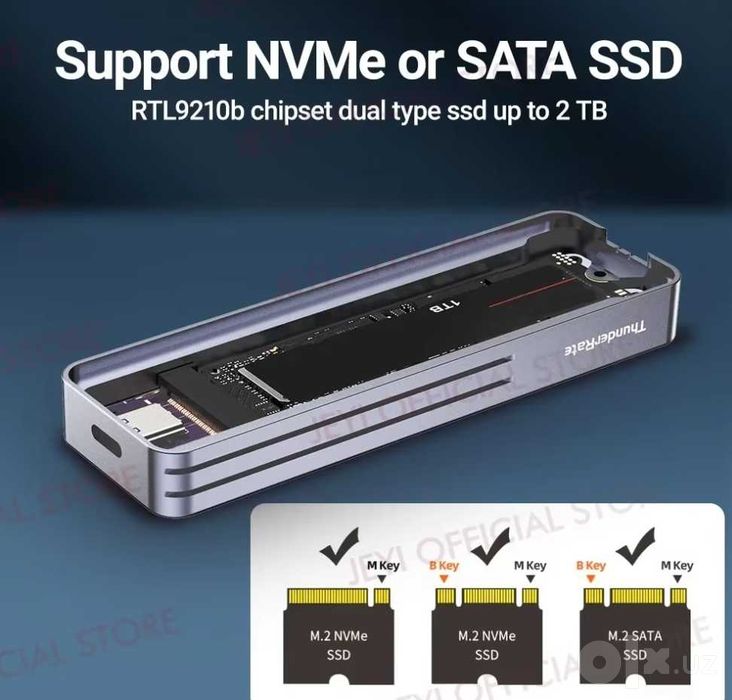 Кейс, корпус JEYI Visual Smart для M.2 NVME/SATA Dual Protocols
