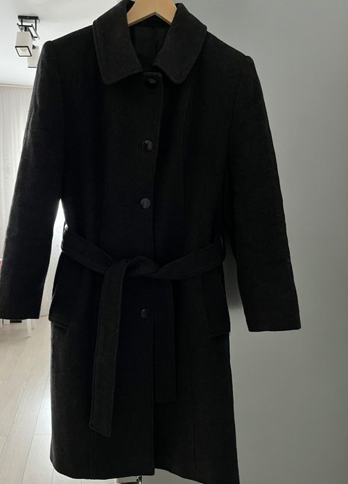Palton negru din lana pentru dama