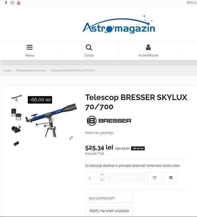Telescop Bresser Skylux 70/700 SF