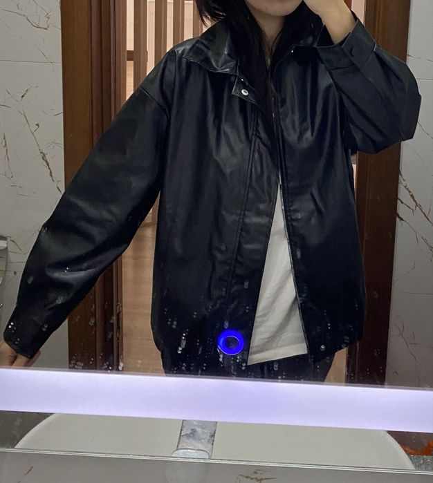 кожанка черная оверсайз