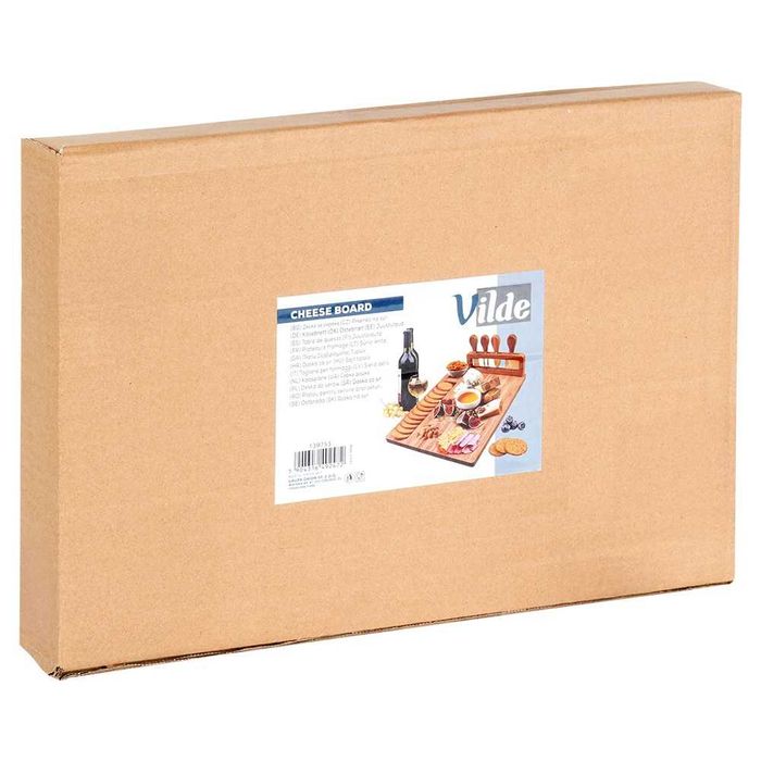 Бамбукова дъска за сирена с магнитна лента и 4 бр.ножове