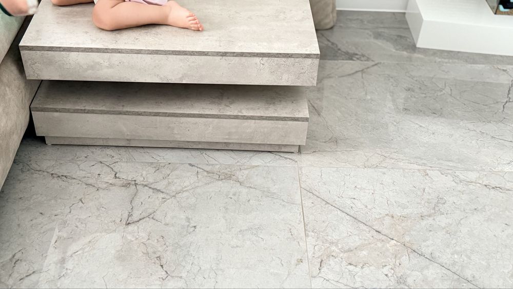 Măsuță de cafea modernă aspect beton 76 x 76 cm x 38