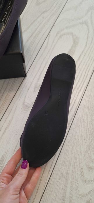 Pantofi balerini Anna Cori, piele naturala, culoare mov inchis