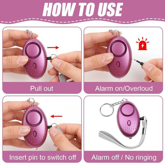 Set 3 Alarme Personale de Urgență, 140 dB, Sirenă de Autoapărare