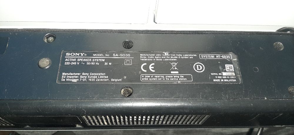 sistem de boxe active Sony, model SA-SD35