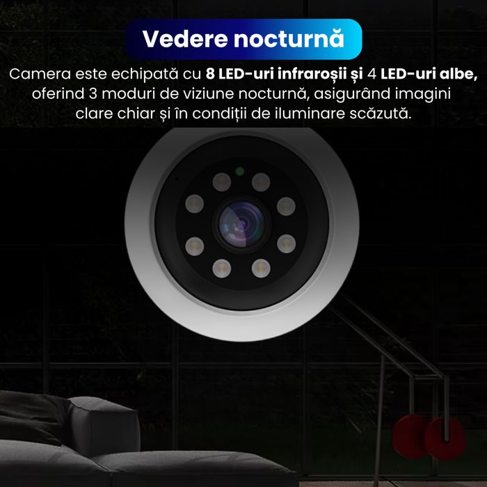 Baby monitor cu camera, 2 lentile si control PTZ 360°