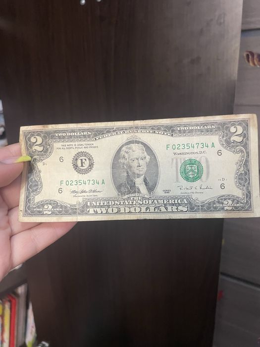 Купюра 2 доллара юбилейная