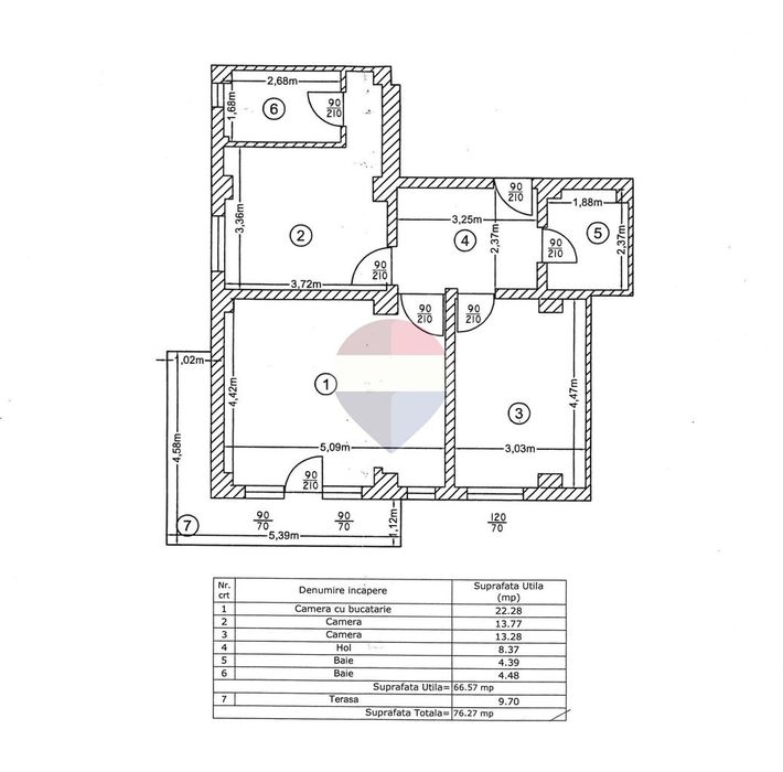 Apartament 3 camere, 76 mp, 2 băi – Ballroom Militari Residence