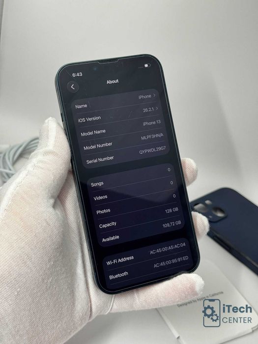 iPhone 13, 128GB, Midnight, 100% батерия, ОТЛИЧЕН, ГАРАНЦИЯ!