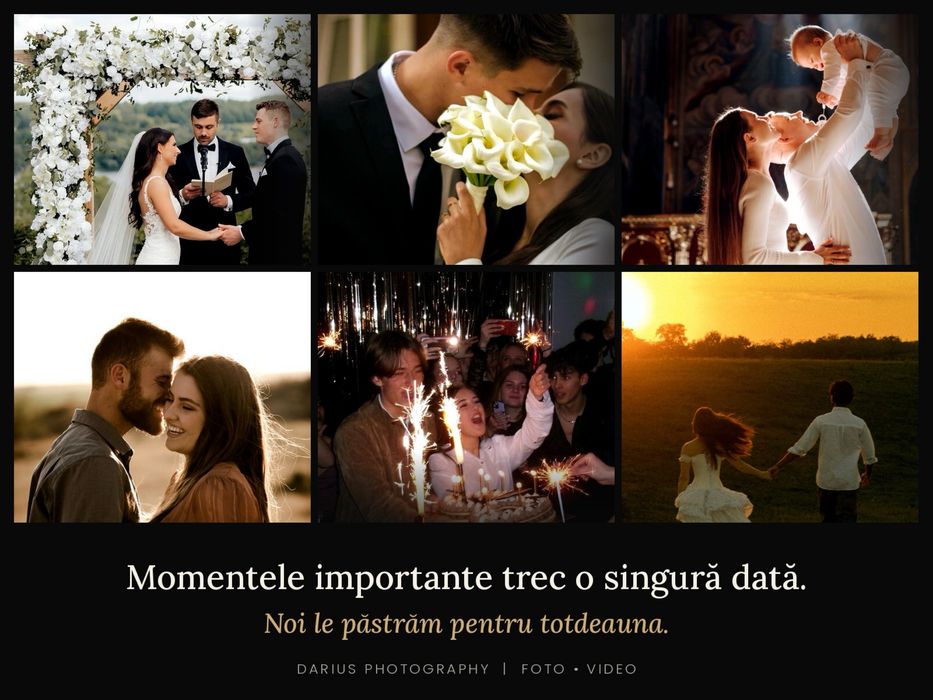 Fotograf & videograf evenimente - preturi de portofoliu (nunti, cununii civile, botezuri, zile de nastere, etc.) ședințe foto, business
