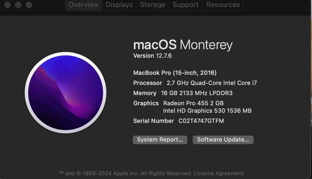 Apple MacBook Pro 15" 2016 (i7, 16GB RAM, 512GB SSD, Radeon Pro 2GB) - Baterie 266 cicluri