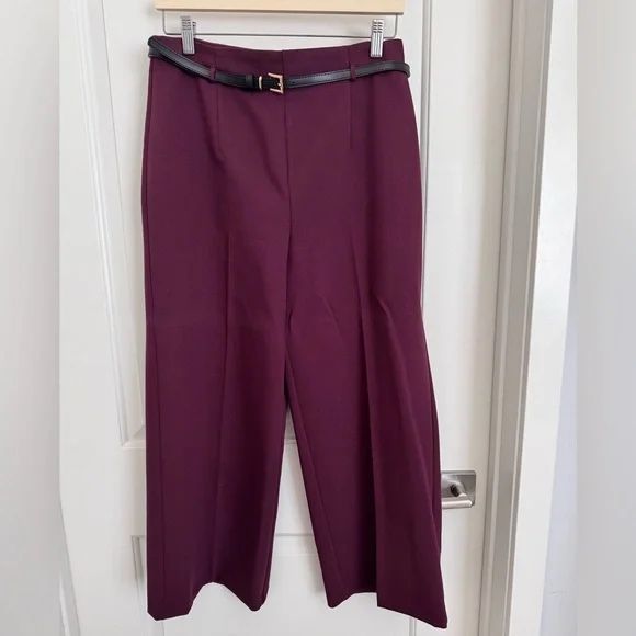 червен панталон Zara с коланче