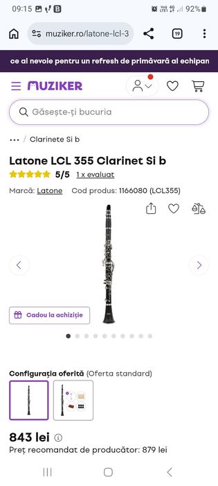 Clarinet Latone LCL 355  Si b, set,nou