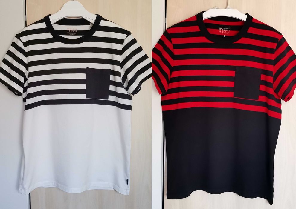 Tricou ESPRIT bărbați dungi 100% bumbac organic Mărimea L impecabil