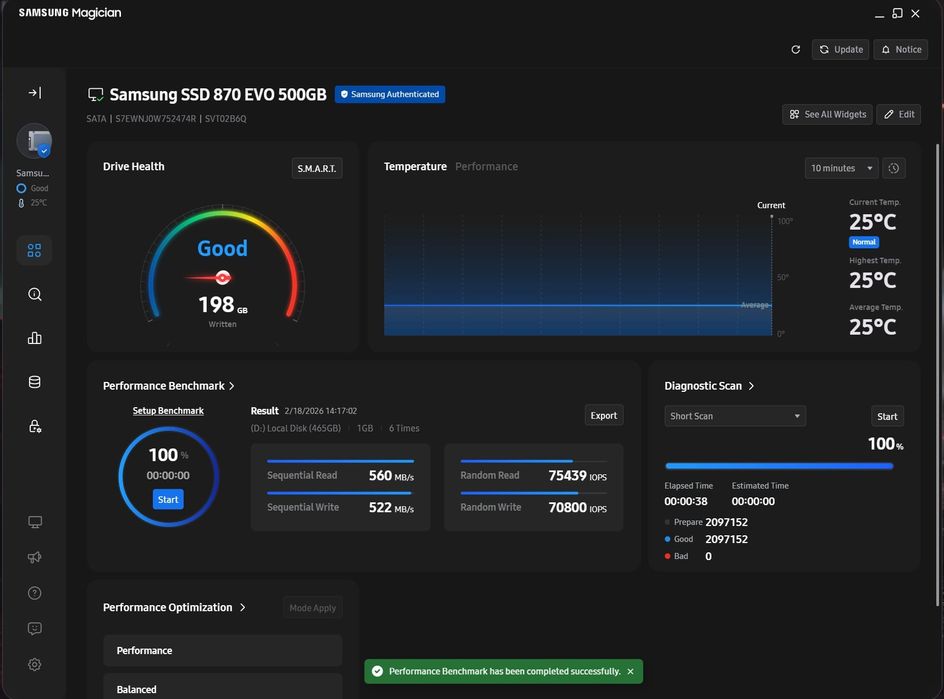 SSD Samsung 870 EVO 500GB- ca nou, doar 1 oră de utilizare