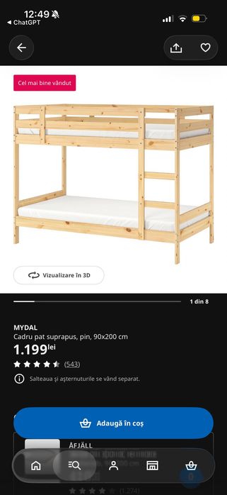 Vand Pat copii ikea, nu a fost folosit nici macar o data
