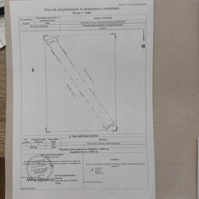 Teren intravilat, Comuna Faurei, Neamt, 2085 mp