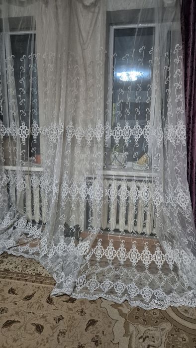 Тюль с узором бел