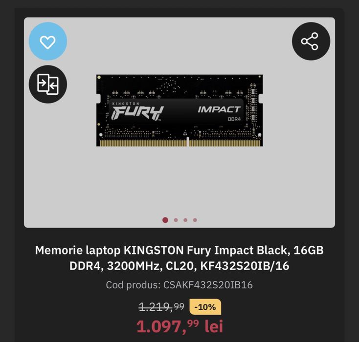 Placute RAM DDR4 16GB