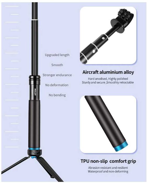 Трипод + телескопичен монопод, Адаптер за GoPro и телефон